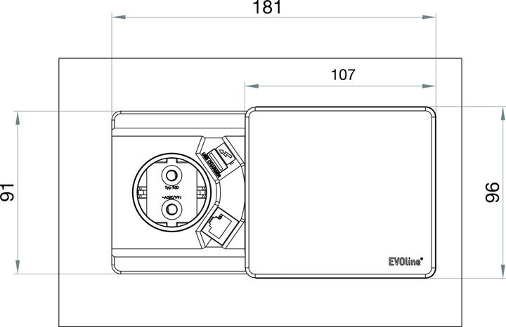 Produktbild Evoline Square80 mit Qi-Ladefunktion ohne Datenanschluss schwarz