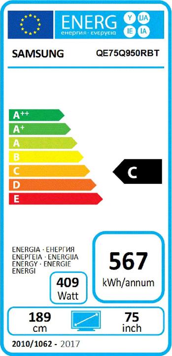 Energie-Label Samsung QE75Q950R (75", QLED, 8K, 2019)