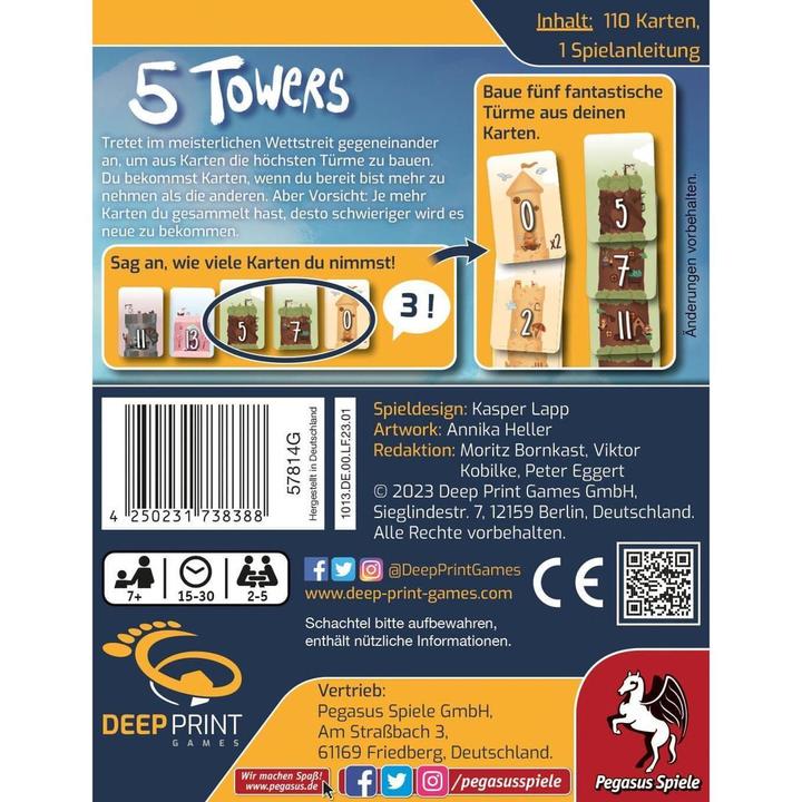 Image du produit Pegasus 5 Towers, jeu de cartes, pour 2-5 joueurs, à partir de 7 ans (édition allemande) (Allemand)