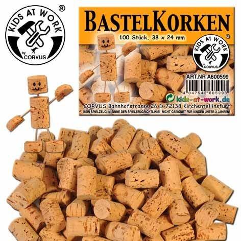 Produktbild Corvus Toys Corvus A600599 - Kids-at-Work, Bastel-Korken, Naturkorken, 100 Stück, 38x24mm