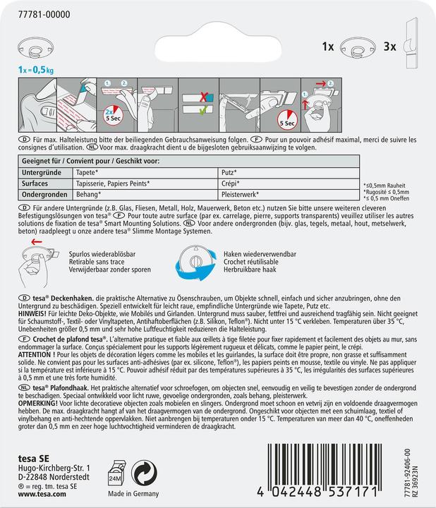 Actual product image tesa ceiling hook