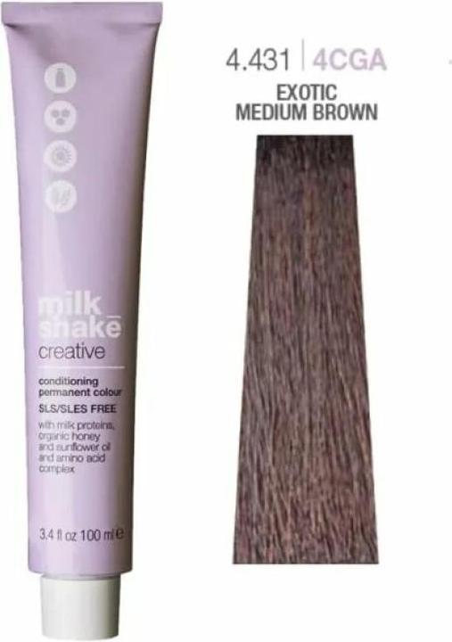 Actual product image Milk_Shake Creative - farba do włosów 100ml, pełna paleta kolorów - 4,431 | 4CGA || Średni Miedziany Złoty (4,431, 4CGA, Średni Miedziany Złoty)