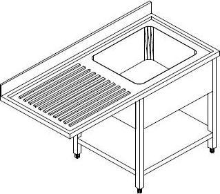 Immagine prodotto Gastro Hero Lavandino ECO al centro con lavabo a destra (Accessori per lavelli, 60 cm, 120 cm)