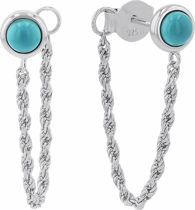 Amor Ohrschmuck für Damen, 925 Sterling Silber, Türkis synth. (Silber 925)