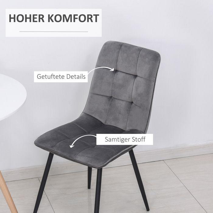 Immagine prodotto Swisshandel24 2er-Set Esszimmerstuhl Polsterstuhl Küchenstuhl Esstisch Schaumstoff Metall Grau+Schwarz 45 x 63 x 9