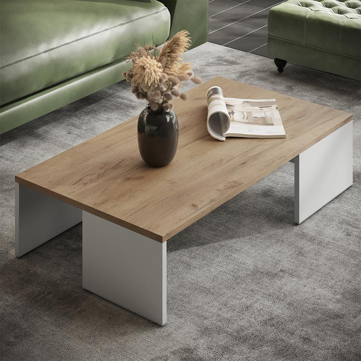 Image du produit Vichy Couchtisch Hardi, Weiss/Goldkraft Eiche, 90 x 21.4 cm
