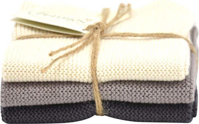 Image du produit SOLWANG Chiffons de cuisine tricotés en coton bio, paquet de 3, 100% végétalien, 25 x 25 cm Crème chaude (25 x 25 cm)