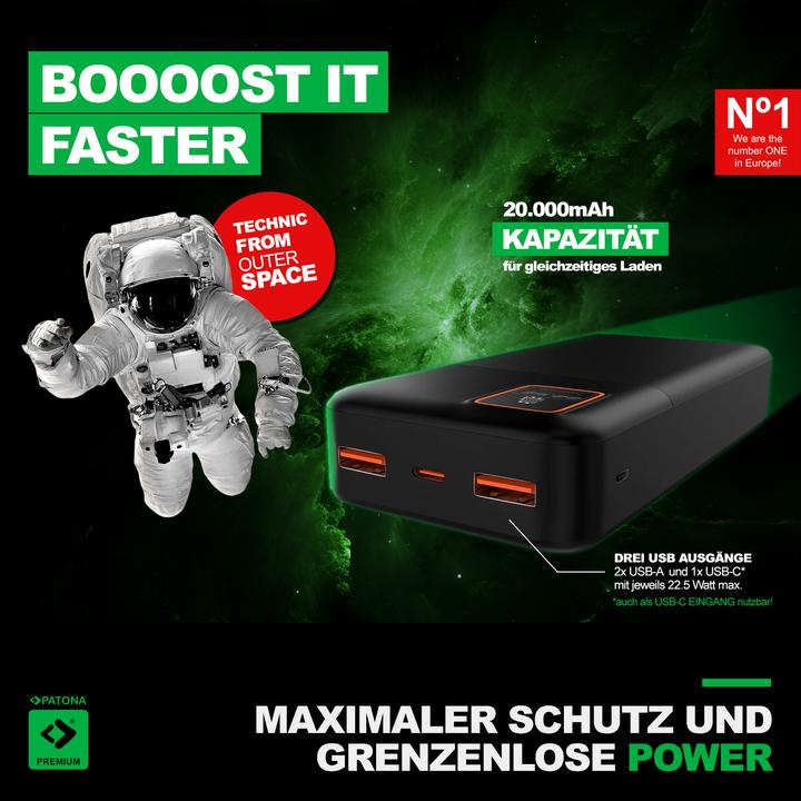 Produktbild Patona Powerbank Stark 4.0 20000 (20000 mAh, 22.50 W, 74 Wh)