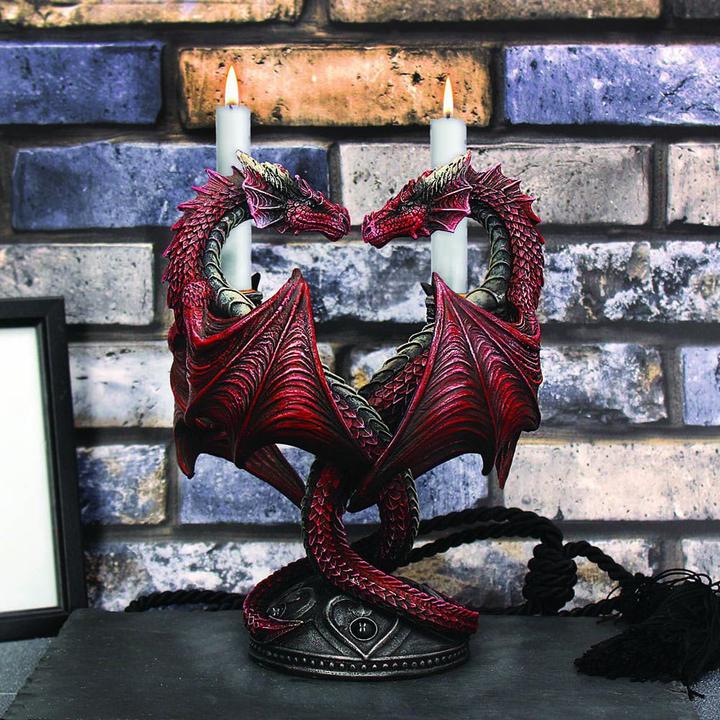 Actual product image Nemesis Now Anne Stokes Candlestick Dragon Heart Valentine's Edition 23 cm