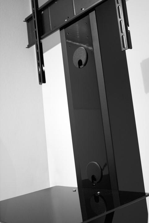 Produktbild PureMounts TV Standfuss auf verdeckten Rädern, bis zu 88" und 65kg, höhenverstellbar und drehbar, schwarz (88", 65 kg)