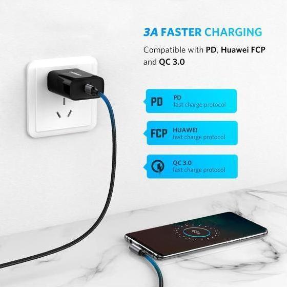 Produktbild Ugreen USB-C 2.0 zu USB-C 2.0 gewinkelt 3A Datenkabel (3 m, USB 2.0, 60 W)