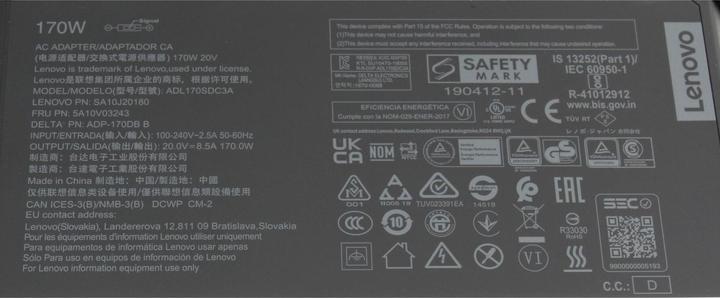 Nährwerte und Zutaten Lenovo 4X20S56706 (170 W)