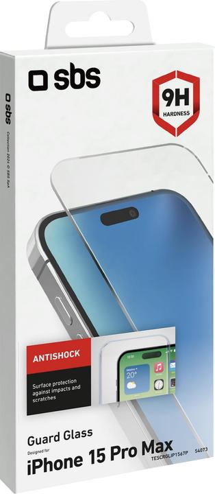 Immagine prodotto SBS Proteggi schermo in vetro per iPhone 15 Pro Max (1 Pezzo/i, Apple iPhone 15 Pro Max)