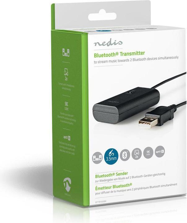 Produktbild Nedis Drahtloser Audiosender - Bluetooth® - AptX-Chipsatz - Bis zu 2 Kopfhörer - AptX-Chipsatz - Ü (Sender & Empfänger)