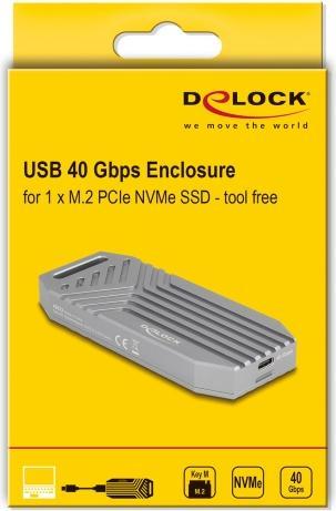 Produktbild Delock M.2 NVMe SSD Gehäuse USB 40 Gbps - werkzeugfrei (M.2 2280)