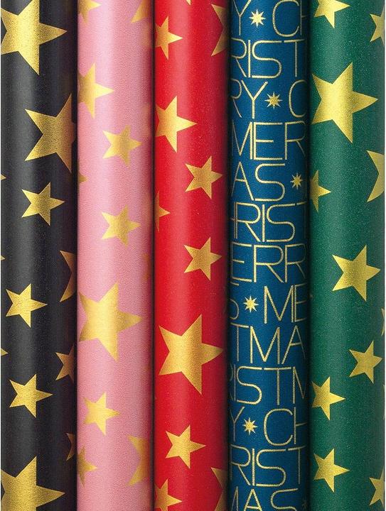Zoewie Weihnachts-Geschenkpapier-Röllchen 'Golden Glam' (Geschenkpapier, 25 x)