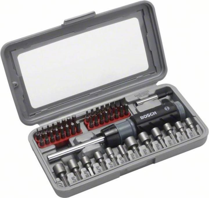 Produktbild Bosch Zubehör Titan-Schraubendreher-Set 46 Stück(e) (Innensechsrund TX M10, Innensechsrund TX M15, Innensechsrund TX M20, Innensechsrund TX M30, Kreuz Phillips PH M1, Kreuz Phillips PH M2, Innensechsrund TX M8, Innensechsrund TX M25, Innensechsrund TX M27, Innensechsrund TX M40, Kreuz Phillips PH M0, Kreuz Pozidriv PZ M1, Kreuz Pozidriv PZ M2)