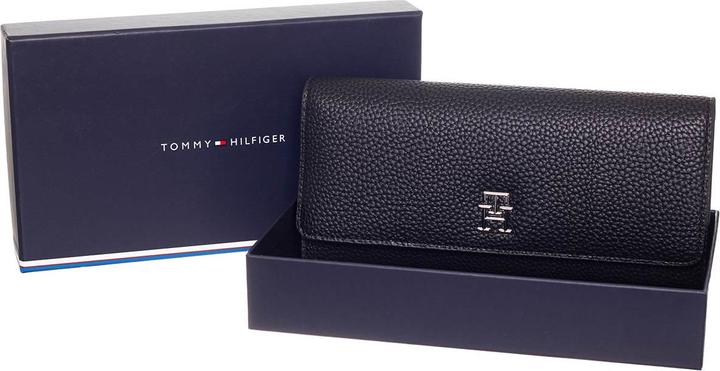 Actual product image Tommy Hilfiger Ladies Wallet TH Emblem Large Flap Wallet Large, Black, One Size