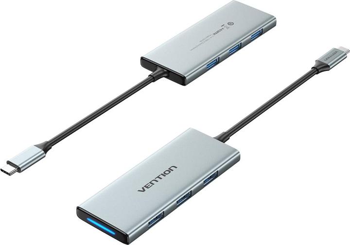 Actual product image Vention USB-C to HDMI, 3x USB 3.0, SD, TF, PD Hub TOPHB 0.15m Grey (USB-C, 4 Ports)