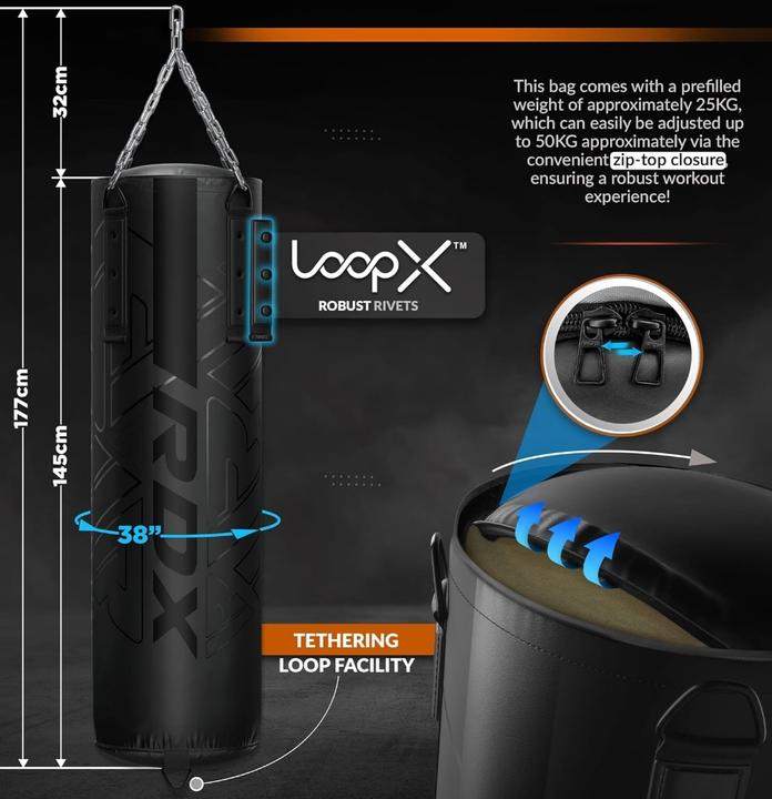 Image du produit Rdx F6 KARA 152 cm 3-en-1 Sac de Frappe & Gants de Sac (150 cm, 20 kg)
