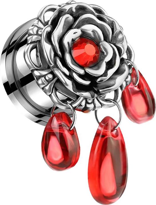 Immagine prodotto Star Piercing Spina di carne fiore cristallo rosso ciondolo vetro goccia (Acciaio chirurgico 316L, Ottone)