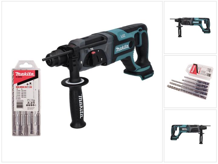 Actual product image Makita DHR 241 Z Cordless hammer drill 18 V 2.0 J SDS plus + 5-piece drill bit set - without battery (Rechargeable battery operated)