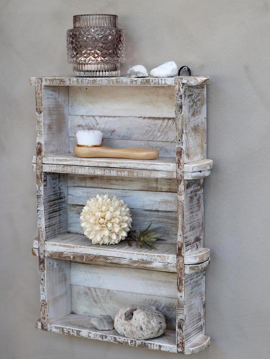 Actual product image Chic Antique Wall Shelf Old Brick Shape Shelf, White (9 x 30 x 45 cm)