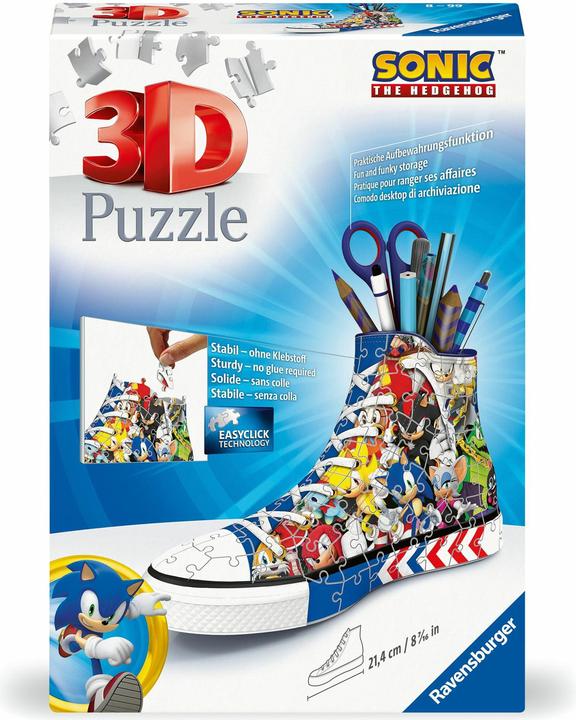 Produktbild Ravensburger 3D Puzzle 11593 - Sneaker Sonic - Praktischer Stiftehalter - Schreibtisch-Organizer (108 Teile)