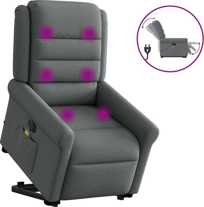 Produktbild VidaXL Elektrischer Massagesessel mit Aufstehhilfe Dunkelgrau Stoff
