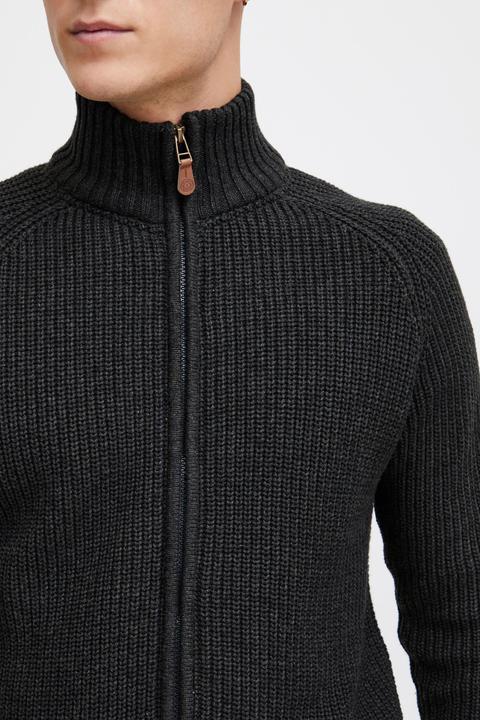 Actual product image Solid Xenos Men's Cardigan Chunky Knit Jacket With Funnel Neck Made Of 100% Cotton (L)