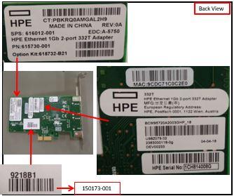 Actual product image HPE 615732-B21, 332T 1Gb 2-port adapter (Ethernet)