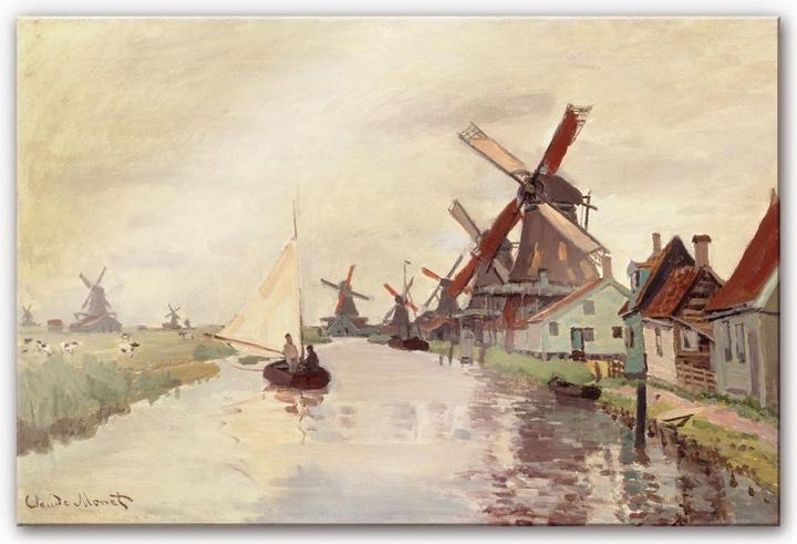 Produktbild Trenddeko Monet - Holländische Landschaft mit Windmühlen (150 x 100 cm)