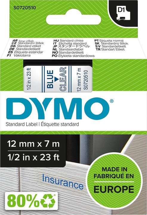 Produktbild Dymo S0720510 Standardband (1.20 cm, Blau)