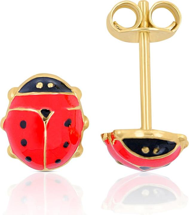Produktbild Muau Stud earrings ladybird yellow gold 750 red/black 8mm (750/18K Gelbgold)