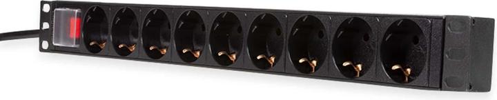 LogiLink NWSZ stekkerdoos 19" 9x su schakelaar juoda (9 x, CEE 7/7, 2 m)