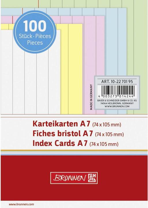 Index cards (A7, 190 g/m², 100 x)