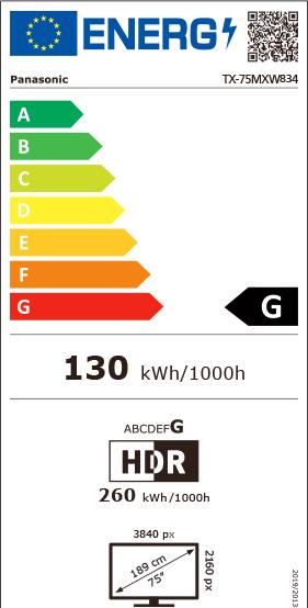 Energy Label Panasonic TX-75MXW834 (75", MXW834, LCD, 4K, 2023)