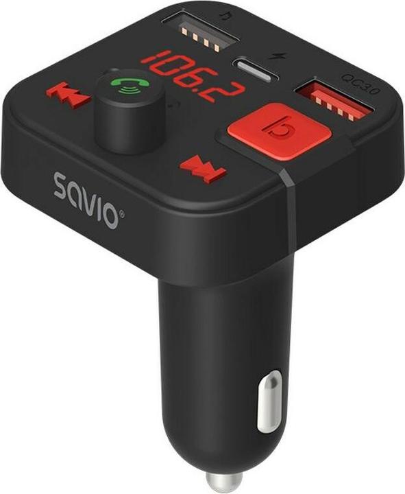 Immagine prodotto Savio Trasmettitore FM Bluetooth 5.3 QC 3.0 Caricabatterie Display LED Bass Boost TR-15 schw