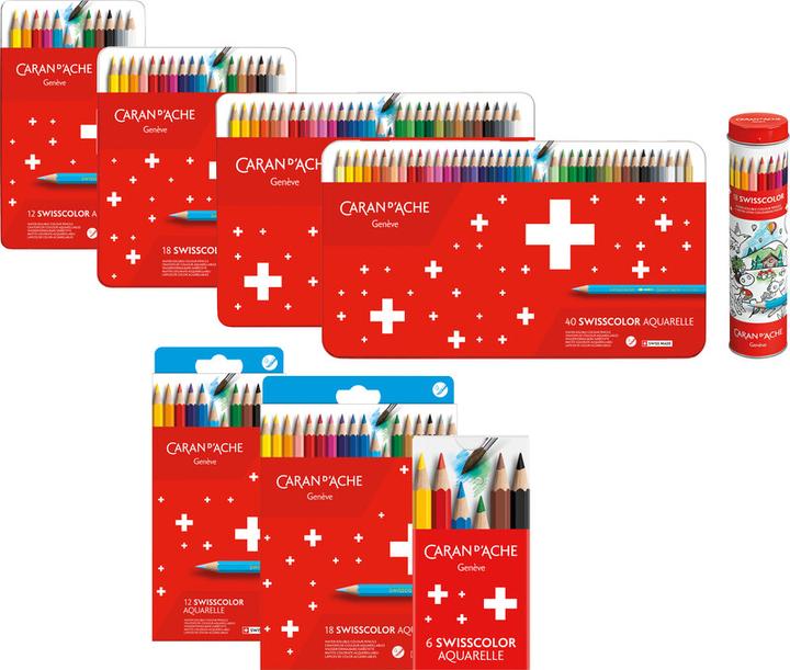 Actual product image Caran d'Ache Swisscolor Metalldose Farbstifte (Multicoloured, 18 x)