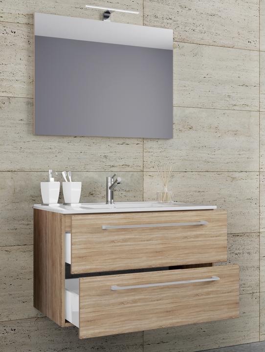Immagine prodotto VCM Set lavabo 3 pezzi arredo bagno Badinos 2 cassetti specchio