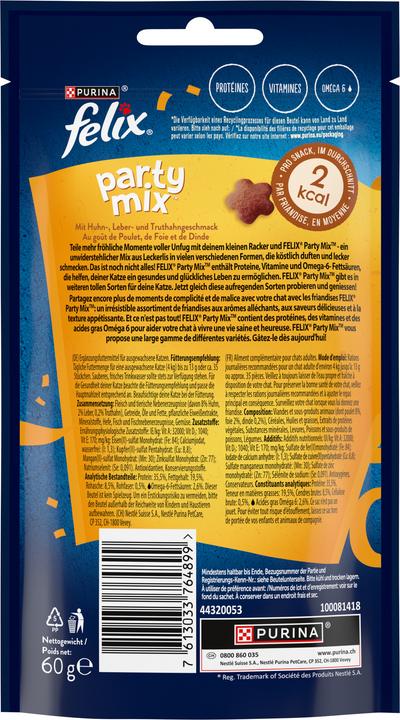 Nutritional values and ingredients Felix PARTY MIX Original Mix 8x60g (8 pcs., 480 g)