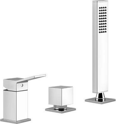 Produktbild Gessi Rettangolo K, Dreiloch-Wannenrand-Armatur mit Umsteller, separaten Wanneneinlauf, 53043