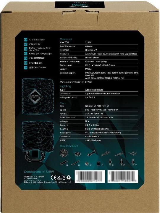 Image du produit Iceberg Thermal IceSLEET X7 Dual - RGB - AM4/Intel (166 mm)