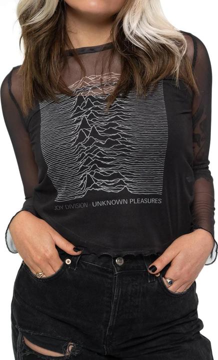 Actual product image Joy Division Womens/Ladies Unknown Pleasures Long-Sleeved Crop T-Shirt (XXS)
