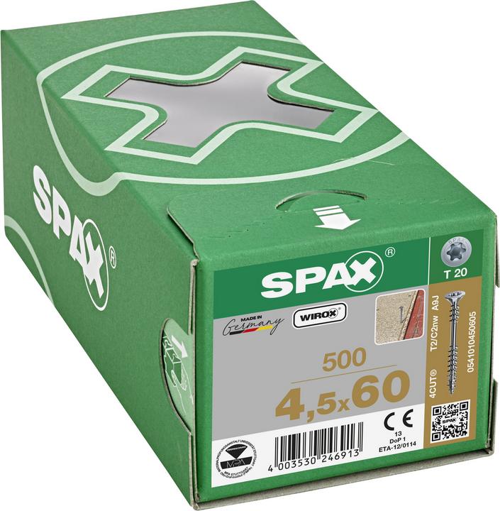 Produktbild Spax Verlegeschraube R 89015 Seko Fixiergew./Spitze/T-STAR 4,5 x 60 -T20 Stahl WIROX (500 Schrauben pro Stück)