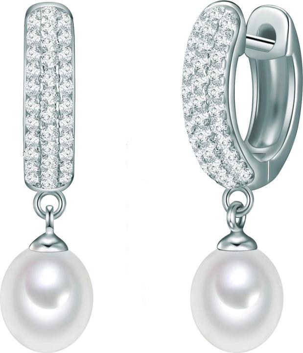 Valero Pearls Damen Sterling Silber Zirkonia Süsswasser-Zuchtperle silber - 11870 (Sterling Silber)