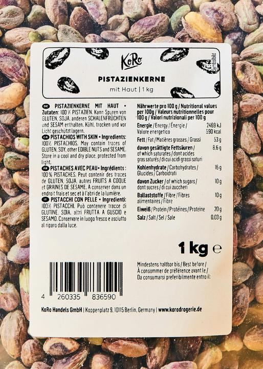 Produktbild KoRo Pistazienkerne mit Haut (1000 g)
