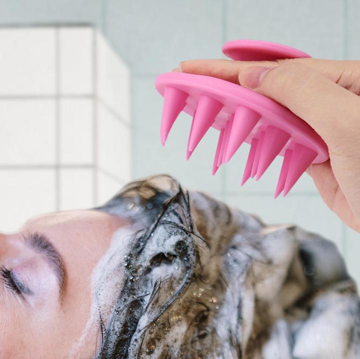 Actual product image JTI Silicone brush for scalp massage - Pink