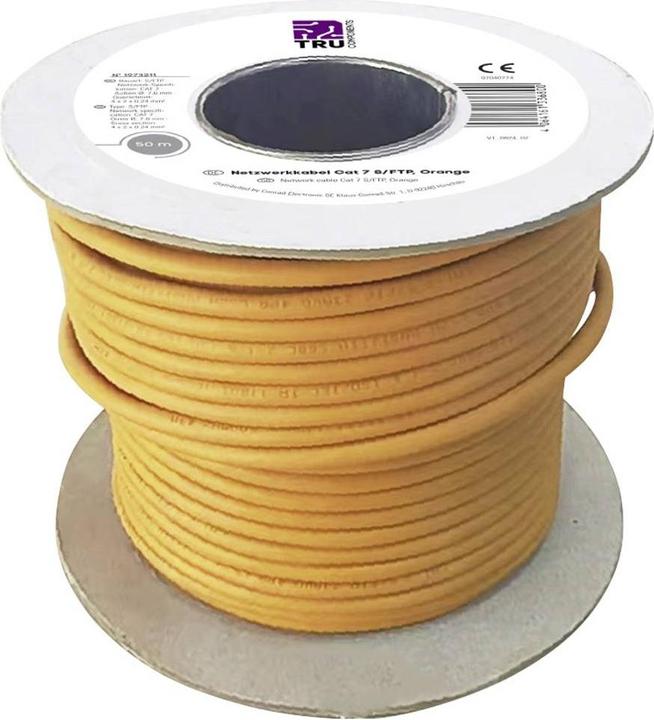 Image du produit Tru Components TC-7812644 Netzwerkkabel CAT 6a S/FTP 4 x 2 x 0.24 mm² Orange 50 (S/FTP, CAT6a, 50 m)