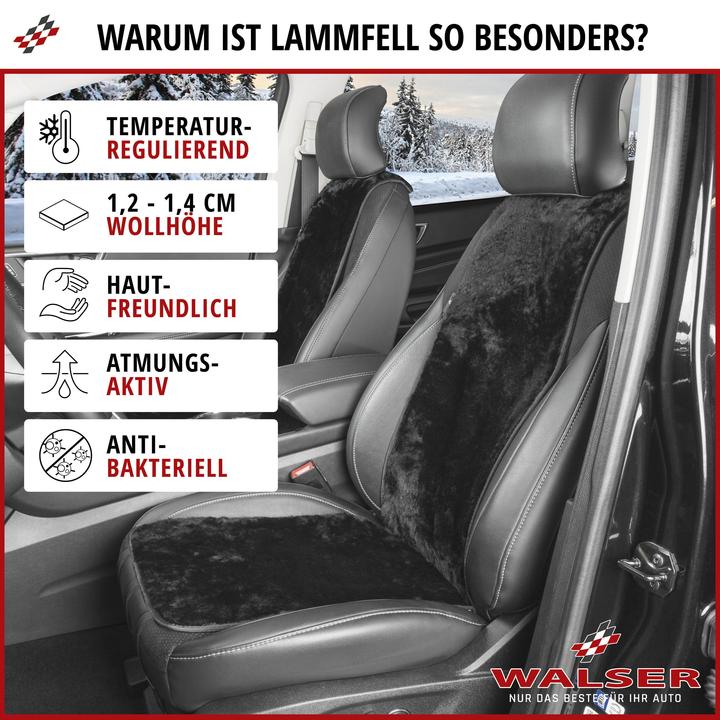 Produktbild CarComfort Sitzaufleger Cosmo aus Lammfell 12-14 mm Fellhöhe schwarz